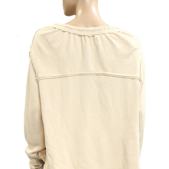 Free People Picnic Sweatshirt Blouse Top Oversized Pullover Cotton XS NEW 282445 - Picture 7 of 8